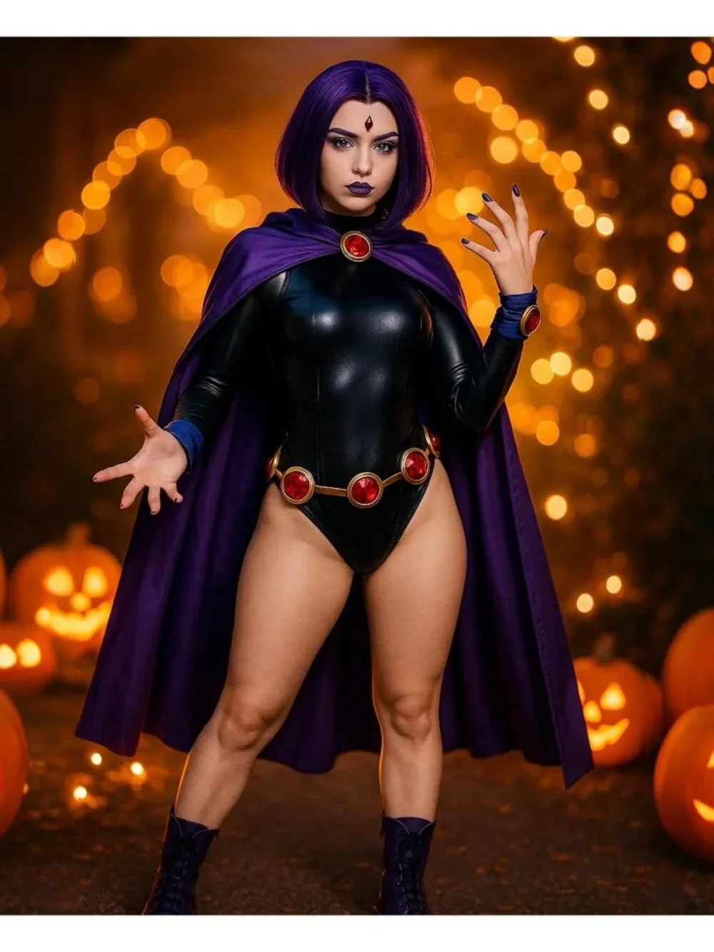 Women's Purple Short Cosplay Convenient Set Include Adjustable Wig Cap Headpiece